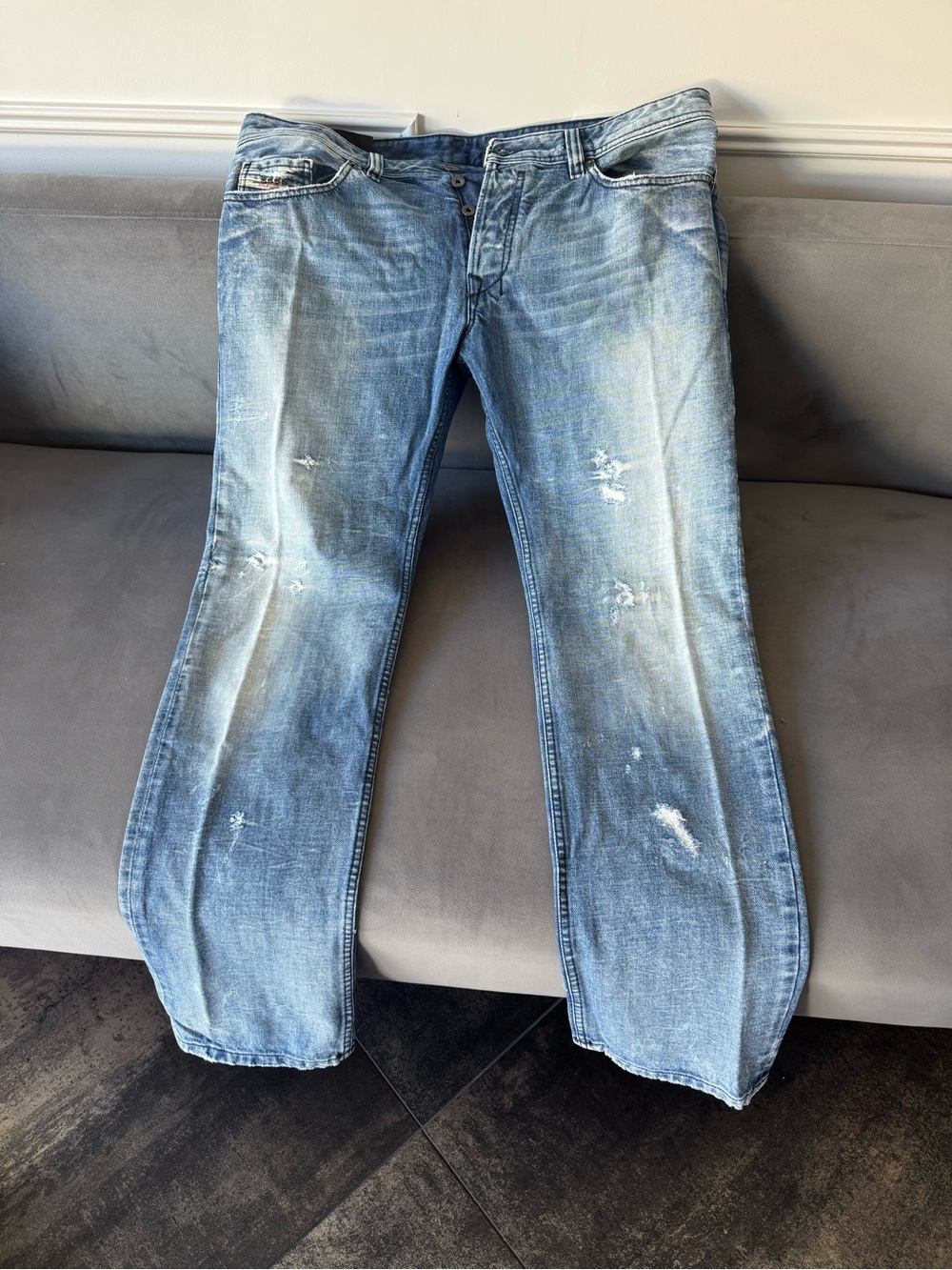 Diesel Light Blue Distressed Men's Relaxed Jeans